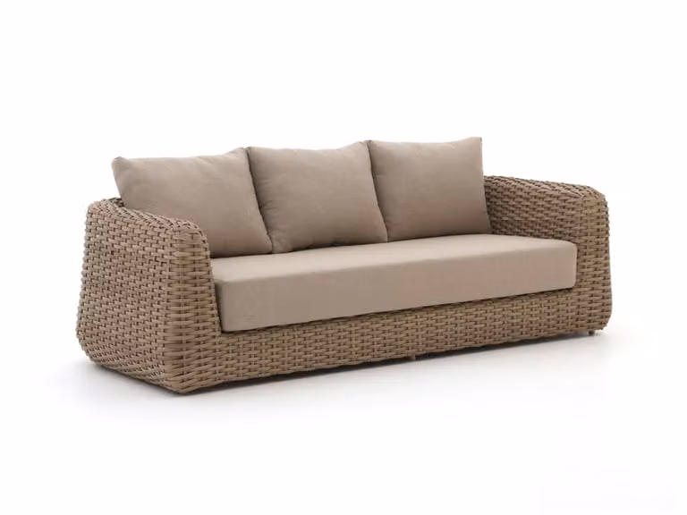 Loungebank Intenso voor 3 personen met decoratieve kussens in wicker vlechtwerk