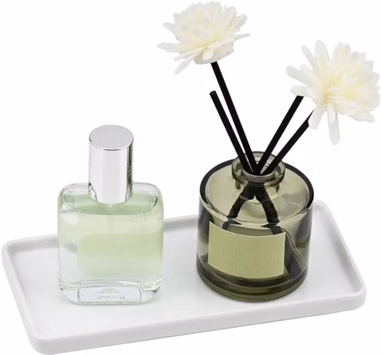 Keramische Badkamer Organizer Dienblad - Wit Rechthoekig Decoratief Schoteltje voor Toiletartikelen en Sieraden