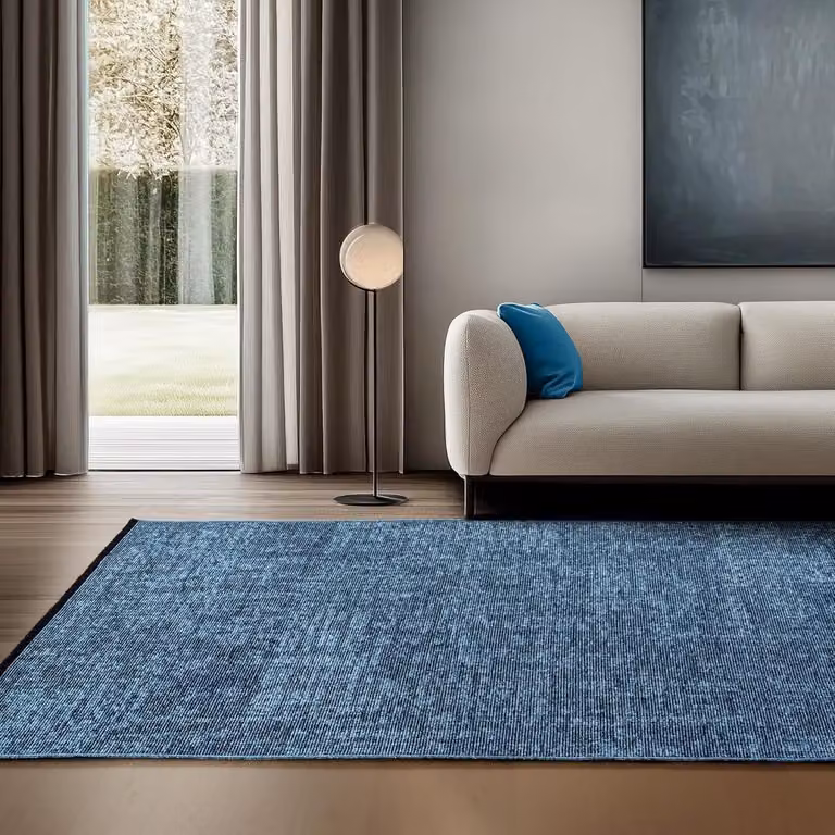 Wasbaar Chenille Vloerkleed Blauw in Boho Kelim Stijl - Breedte: 120 cm, Lengte: 170 cm