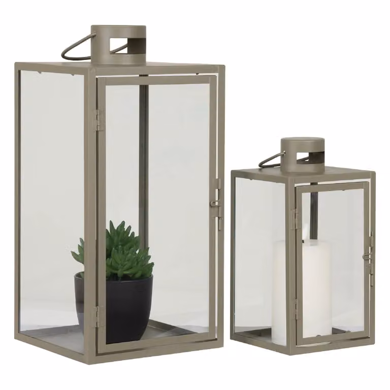 Nest of Nora Lantaarns set van 2 - Metaal en glas - Groen