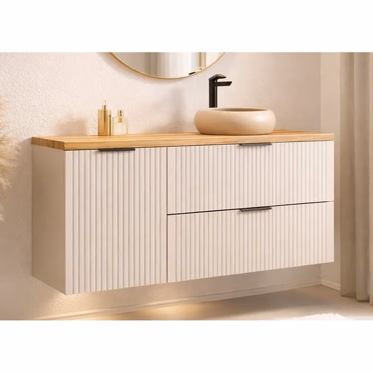Lomadox Badkamerwastafel met houten effect en keramiek