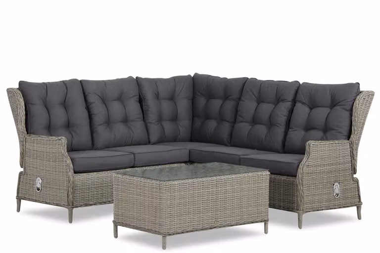 Garden Collections New Castle 4-delige hoek loungeset met kussens, antraciet/grijs, polyrattan