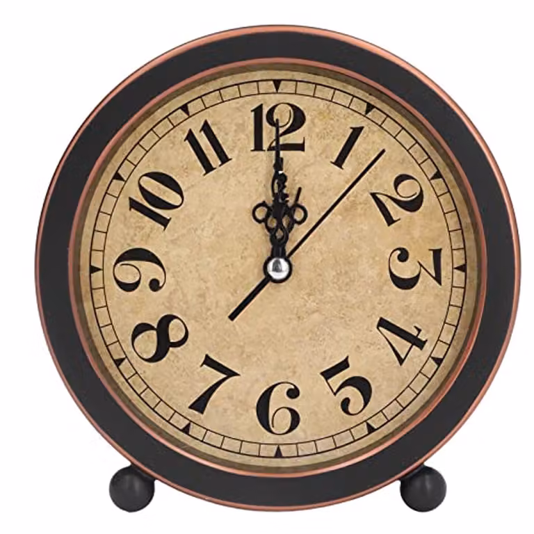 Vintage Analoge Tafelwekker voor Volwassenen, Stille Bureauklok zonder Snooze Functie