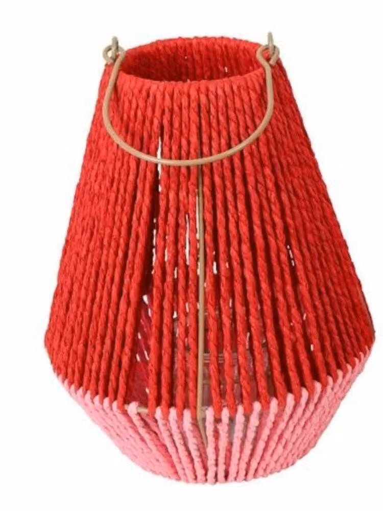 Countryfield windlicht con Bea rood met roze, 27 cm