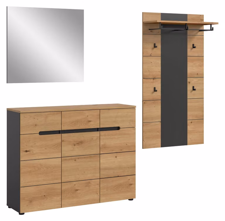 Canu garderobe opstelling C21 eiken decor en grijs