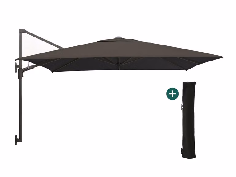 Shadowline muurparasol voor balkon, zwart, vierkant, B/D/H: 250 x 177 x 250 cm