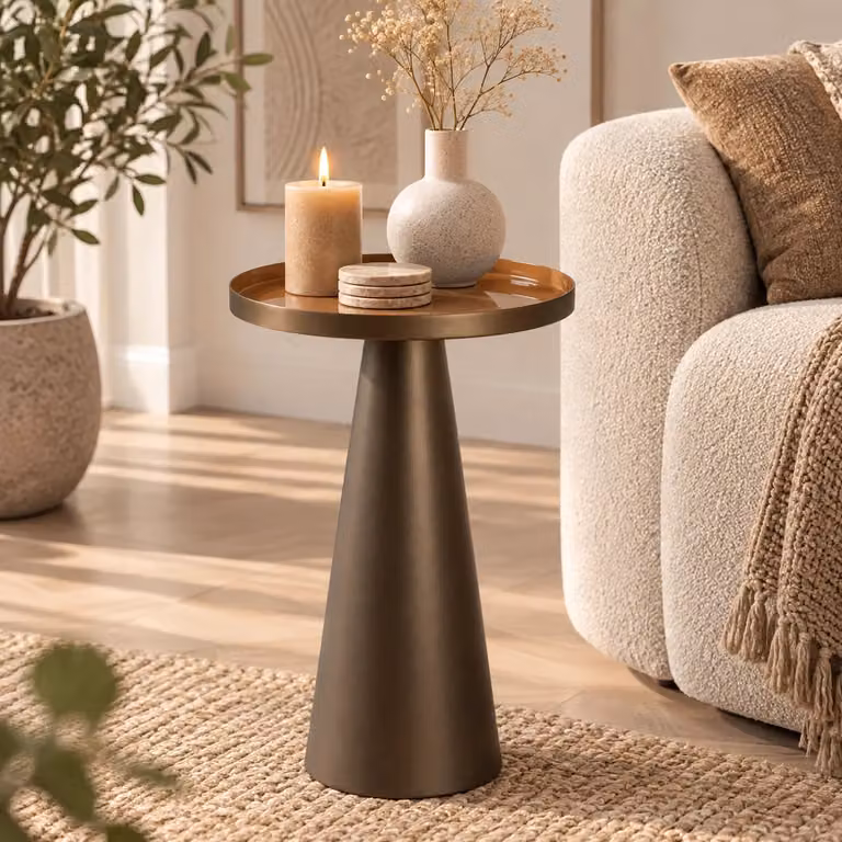 Light en Living Bijzettafel JAY Modern Bruin-Brons Metaal B/D/H: 30,5 x 30,5 x 50 cm