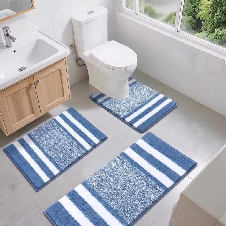 SnelShoppen Luxe Badmat Set - 3-delige Antislip Badkamer Matten - Super Waterabsorberend Microfiber - Machinewasbare Shaggy Douchevloer Matten
