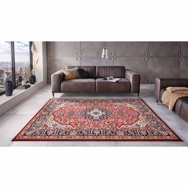 home24 Laagpolig vloerkleed Skazar Isfahan rood/baksteenrood B: 160 cm, D: 230 cm