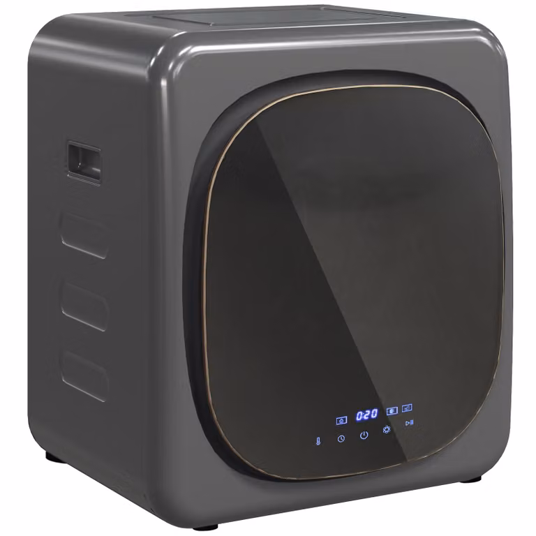 HOMCOM Wasdroger met UV-desinfectie, 4 kg capaciteit, grijs, roestvrij staal