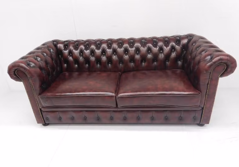 Chesterfield bank Springfield 3 zits - Antiek Leder Burgundy (Bordo rood)