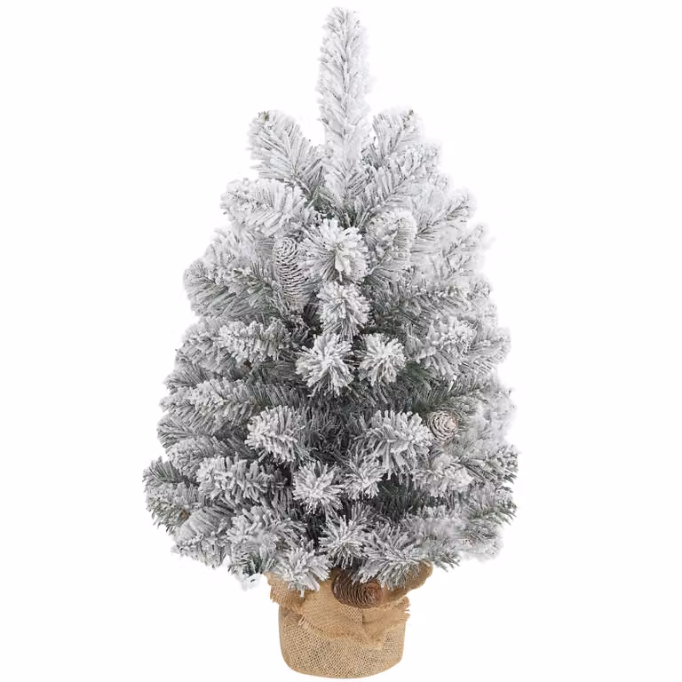 HOMCOM Mini Kunstkerstboom met sneeuw en dennenappels, 60 cm