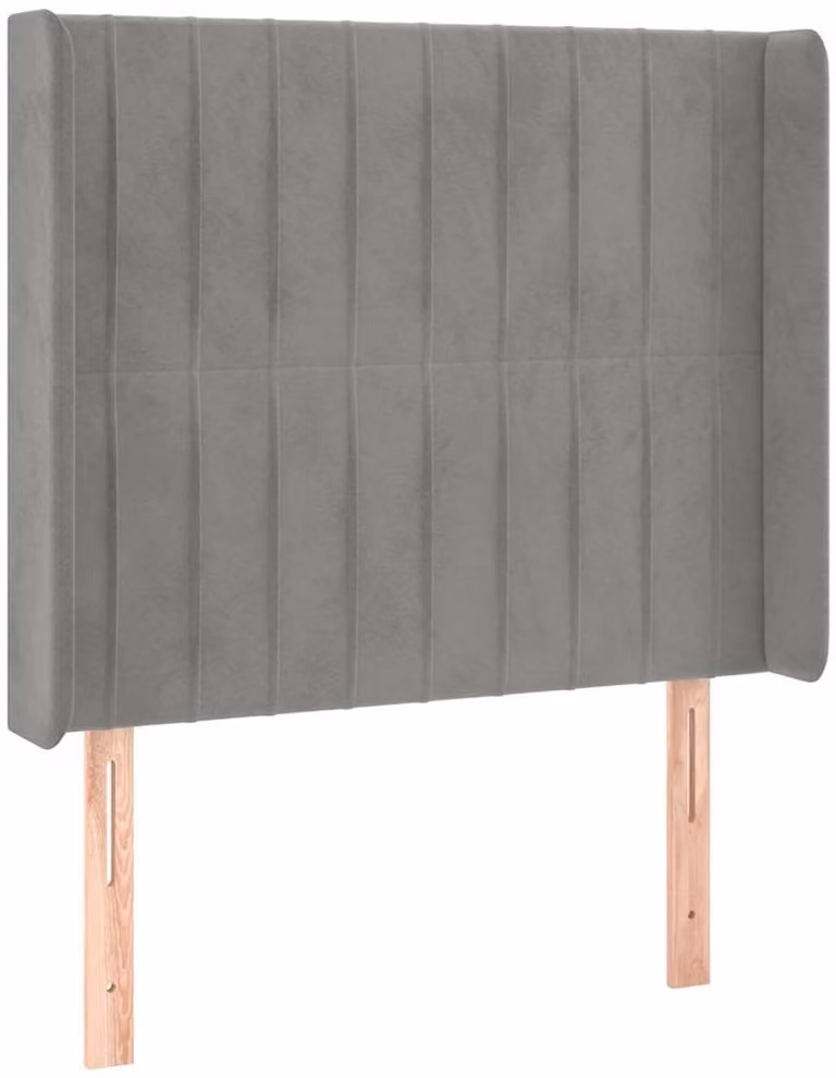 vidaXL Hoofdbord met randen in lichtgrijs fluweel, B/D/H: 118 x 16 x 83 cm