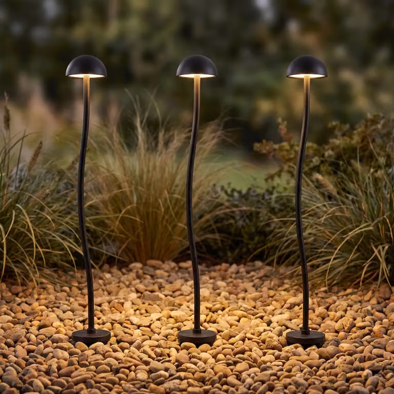 Lindby Soremi LED grondspies lamp, set van 3, zwart, modern, IP44