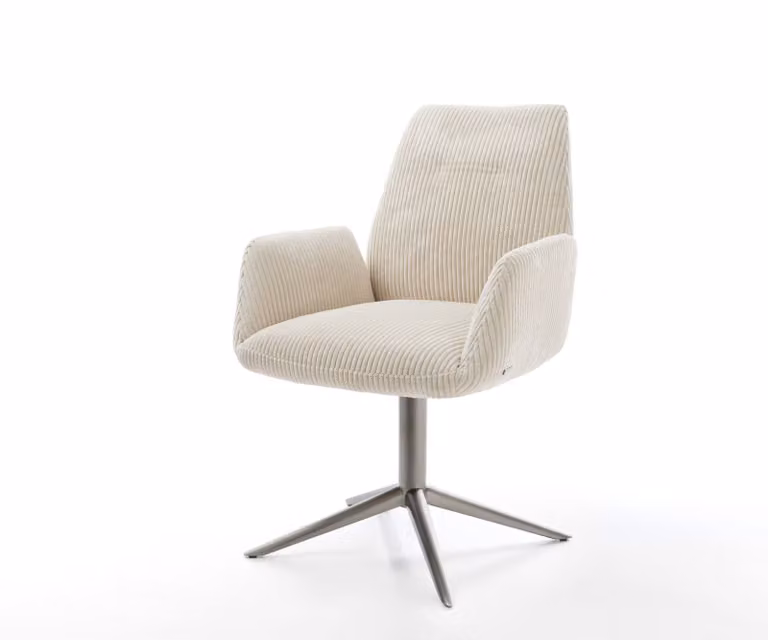DELIFE Draaistoel Zoa-Flex beige corduroy met armleuningen en 360 graden draaibaar functie B: 65 cm, D: 62 cm, H: 92 cm
