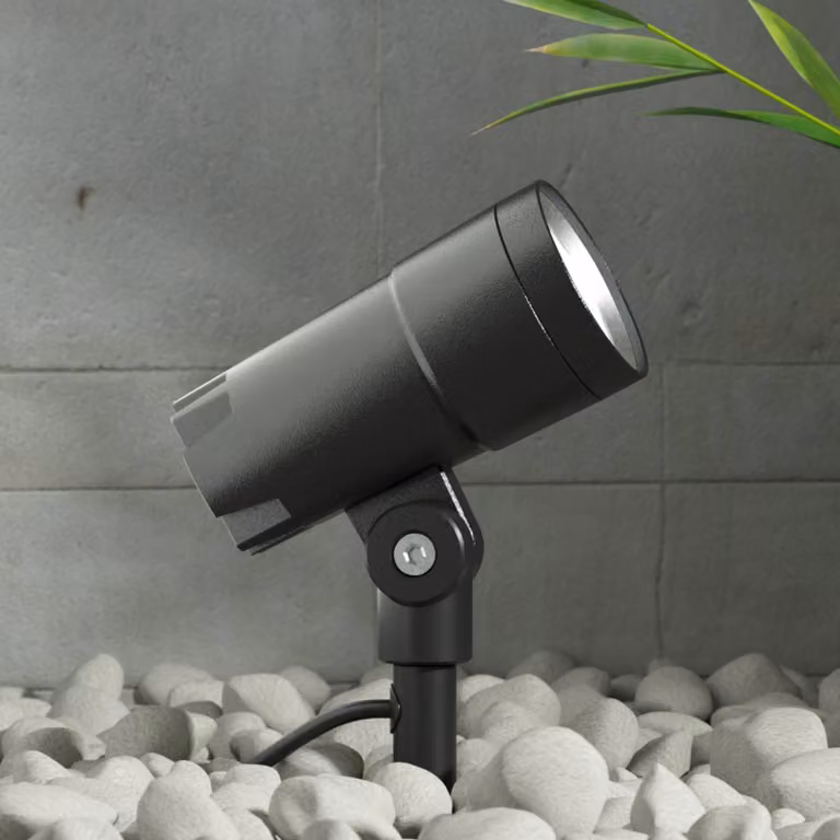 Lucande Daja LED Buitenspot met Spike - Grijs - Aluminium - Modern