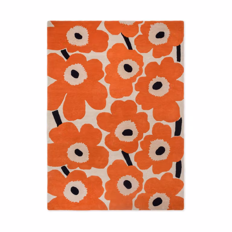 Marimekko Unikko wollen vloerkleed Orange Red, B: 200 cm, D: 280 cm