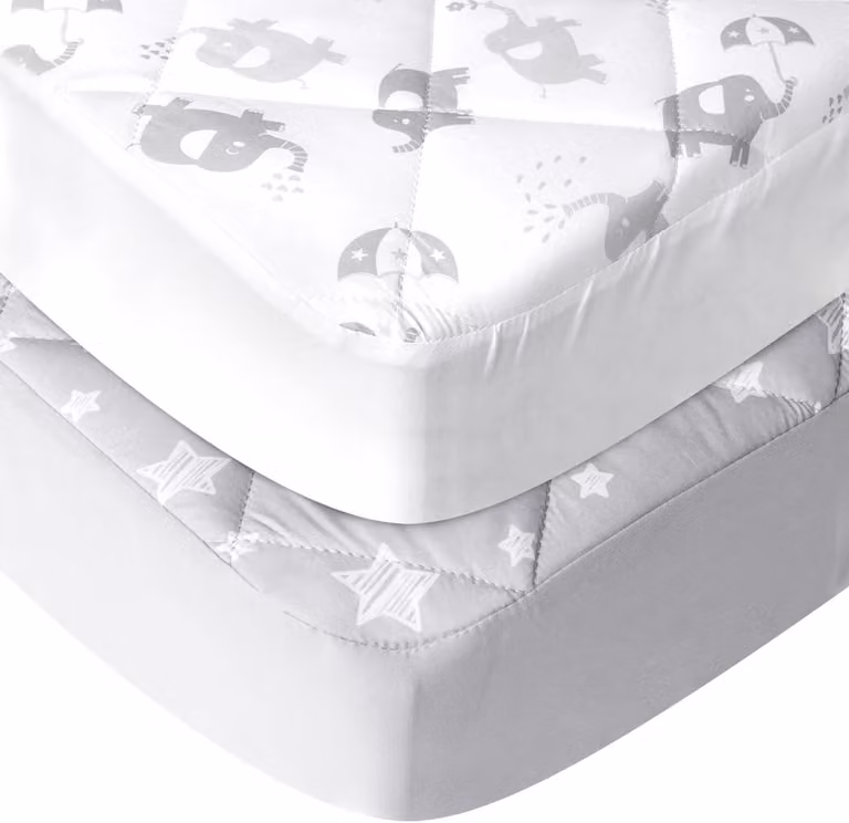 Gewatteerd Laken Baby Comfort Matrasbeschermer met Grijs Sterrenpatroon - 99 x 68.6 cm