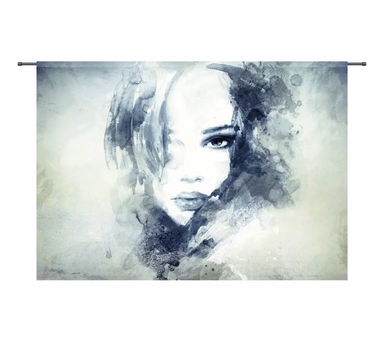 Urban Cotton Wandkleed Abstract Blauw - B: 145 cm, H: 110 cm