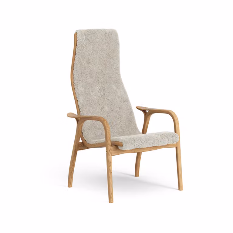 Swedese Lamino Fauteuil Eik geolied met schapenvacht Moonlight beige