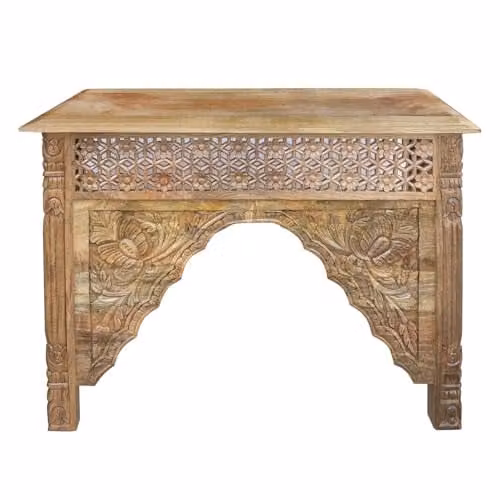 Marrakesch Wandtafel in boho design van mangohout, bruin, Breedte: 106 cm, Hoogte: 75 cm, Diepte: 40 cm