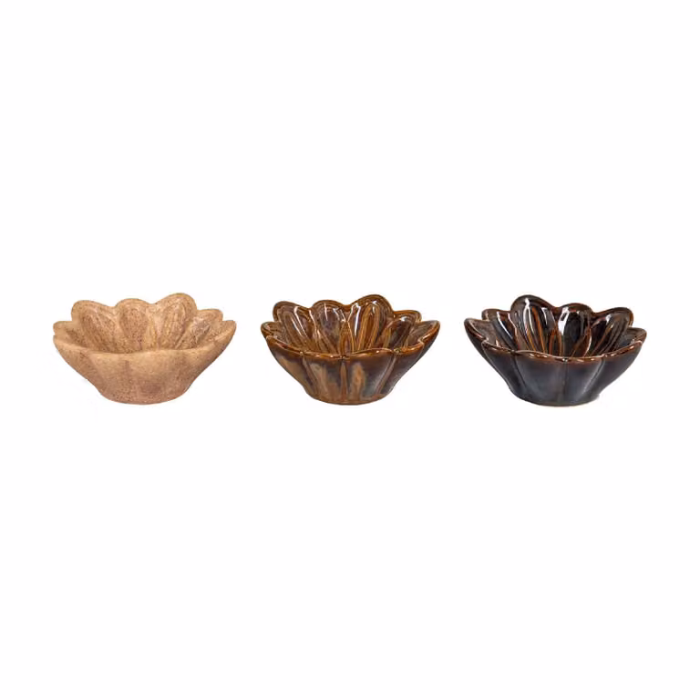 Nest of Nora Waxinelichthouders set van 3 - Beige, Bruin en Donkerbruin - Ø 8,5 x 3,5 cm