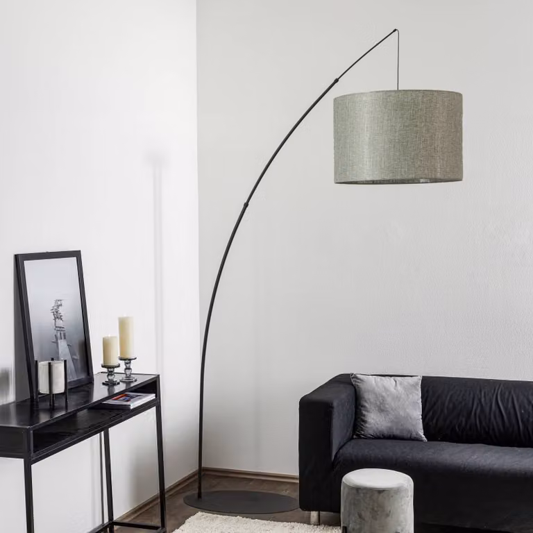 TK Lighting Moby Booglamp - Groen - Moderne Vloerlamp van Metaal en Textiel