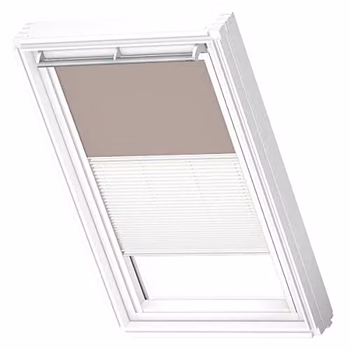 VELUX Verduisterend Rolgordijn Plissé met Witte Geleiders, U08, Light Taupe