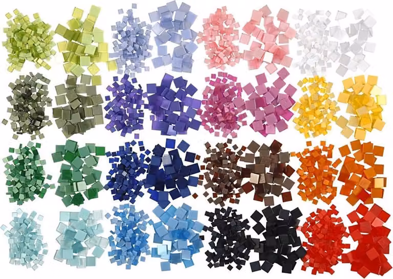 Mini mozaieksteentjes 5x5 mm, 32 x 25 gram