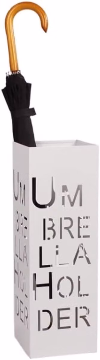 Wit Paraplustandaard van ijzer met uitgehold design - 18 x 55 cm