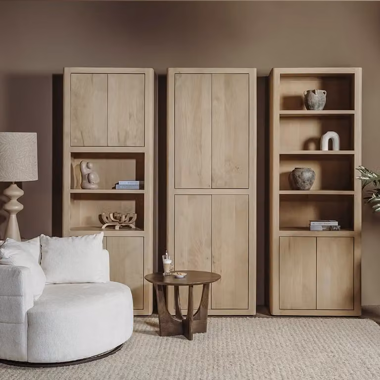 Tower Living Opbergkast Scandinavisch Design Mango Hout Bruin Beige B: 80 cm, D: 45 cm, H: 220 cm