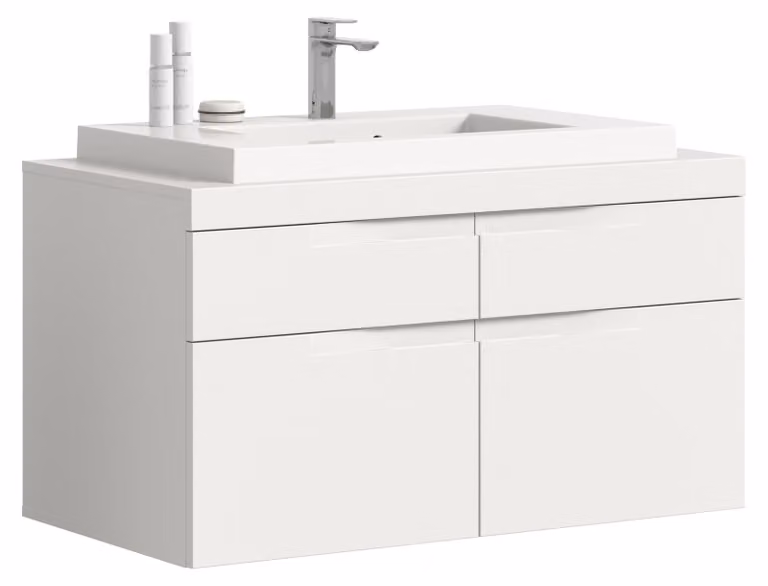 Xonox Viana wastafelset met countertop in mat wit en wit, B/D/H: 100 x 59 x 50 cm