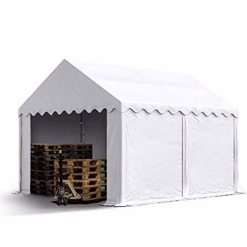 TOOLPORT Opslagtent met PVC-zeil en grondframe, wit, 3 x 4 m