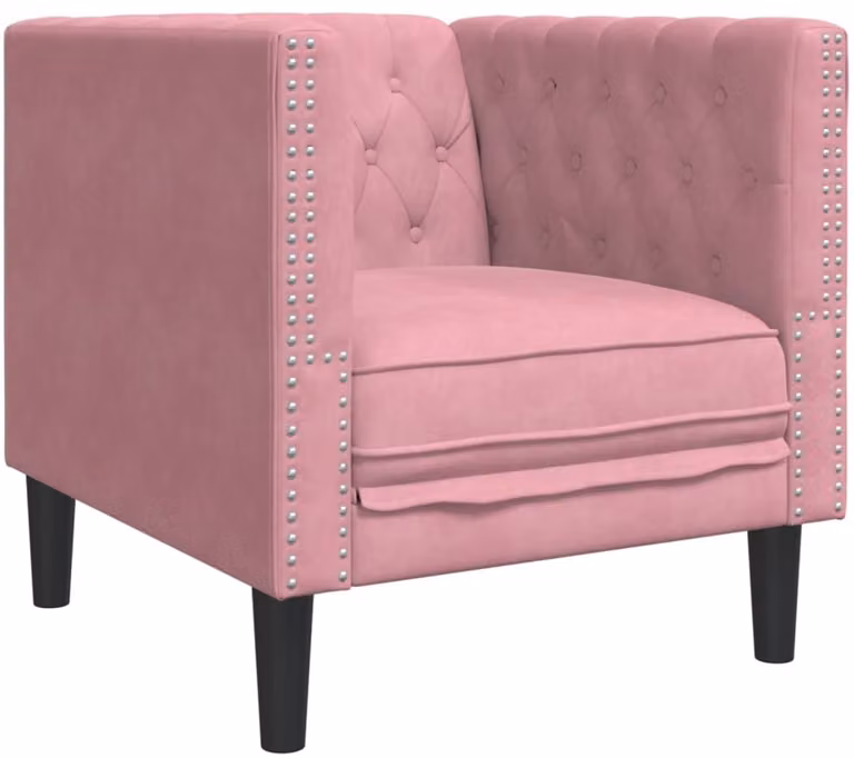 vidaXL Chesterfield-stijl fauteuil in roze fluweel