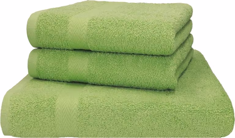 Set van 2 premium badstof strandhanddoeken voor wellness en sauna, Appelgroen, 70 x 200 cm en 50 x 100 cm