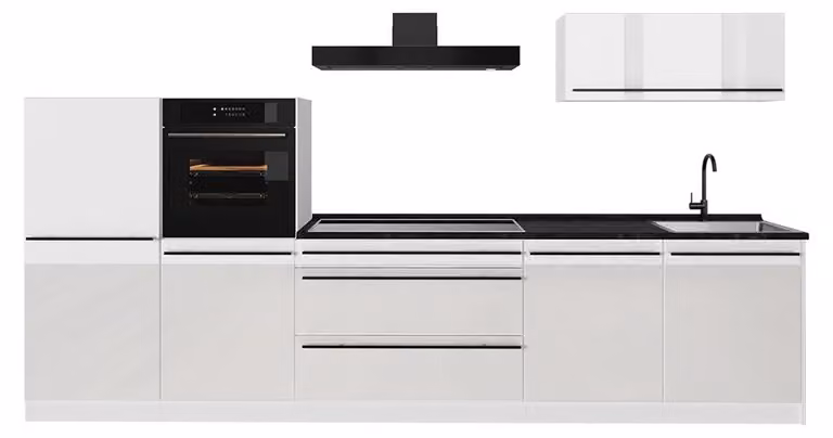 Vicco R-Line Keukeneenheid Wit Hoogglans met Antraciet Werkblad, 340 cm