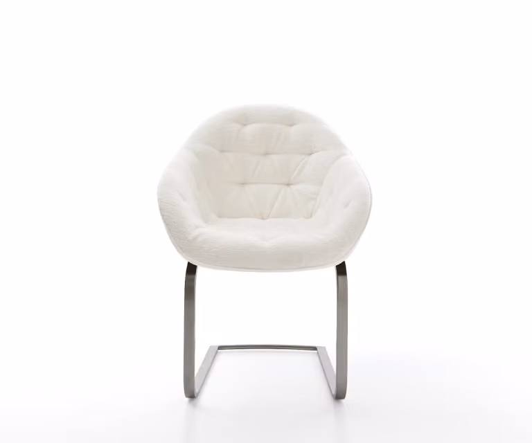 DELIFE Gaio-Flex sledemodel eetkamerstoel met bouclé bekleding in beige en grafiet