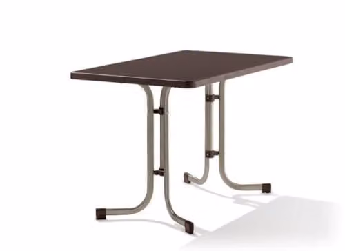 Sieger 233/C-M Boulevard klaptafel met mecalit-Pro-plaat, champagne stalen buisframe en mokka leisteendecor tafelblad, B/D: 115 x 70 cm