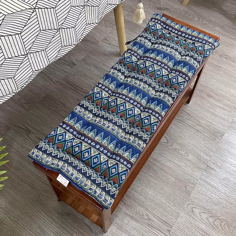 Comfortabel bankkussen met vaste riemen en patroon 1, B/D/H: 150 x 35 x 2 cm