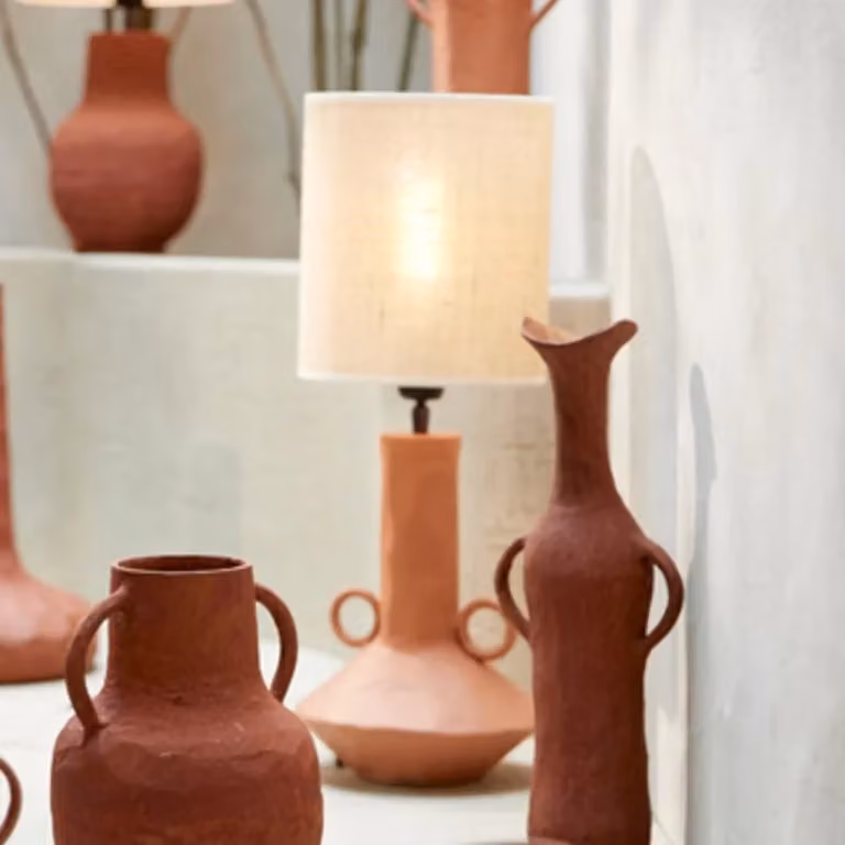 Light en Living Lampvoet BIVIO - Terra - Keramiek - B/D/H: 22 x 20,5 x 37,5 cm