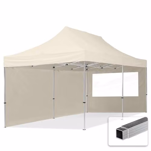 TOOLPORT Vouwpaviljoen Partytent met 2 zijpanelen, 3x6m, Crème