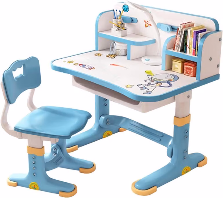Verstelbaar kinderbureau met stoel en studeeset in meerdere kleuren, Breedte: 75 cm