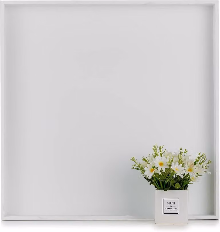 Modern wit vierkant decoratief dienblad met uitsparingen voor in de woonkamer, 50 cm
