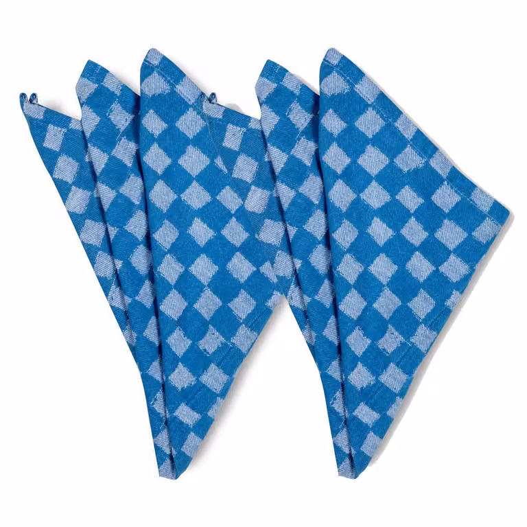Byon Checki stoffen servet 2-pack Blauw voor volwassenen