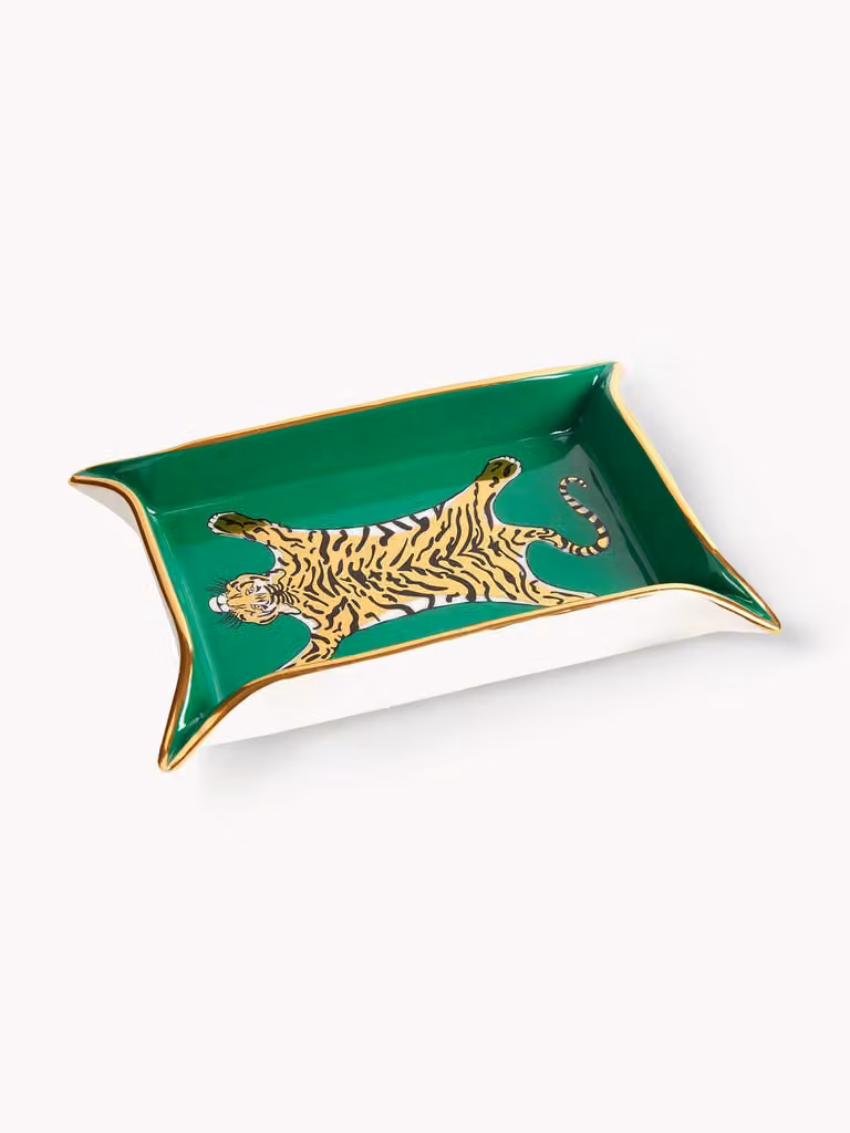 Jonathan Adler Porseleinen sierblad Tiger met goud