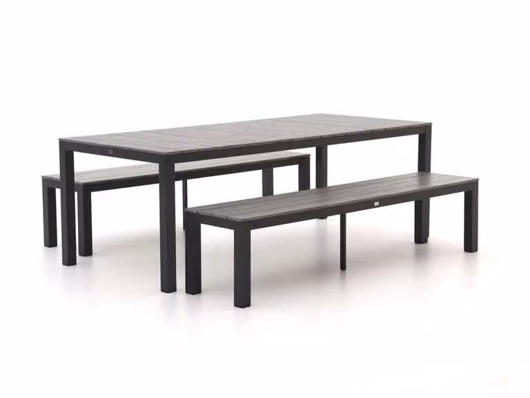 Bellagio Picknickset voor 6 personen, 3-delige tuinset in antraciet met polywood effect en aluminium onderstel