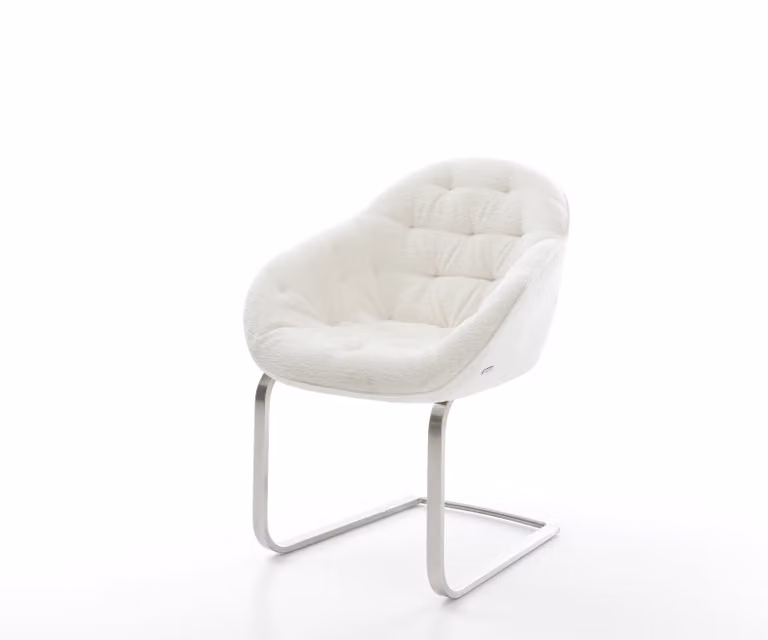 DELIFE Gaio-Flex Sledemodel Stoel met Bouclé Bekleding in Beige en Roestvrij Staal