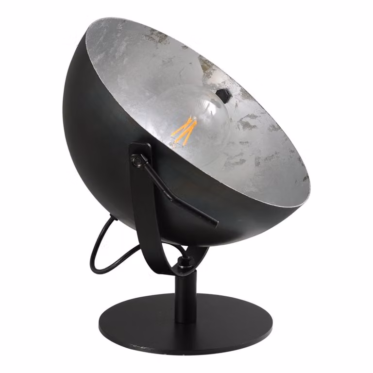 Masterlight Larino II Industriële Tafellamp Zwart/Zilver Ø 30 cm