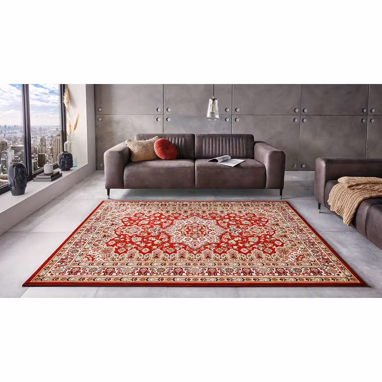 home24 Laagpolig vloerkleed Parun Täbriz rood, B/D: 160 x 230 cm