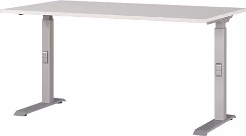 Germania bureau in grijs en zilver, in hoogte verstelbaar, B/D/H: 140 x 91 x 80 cm